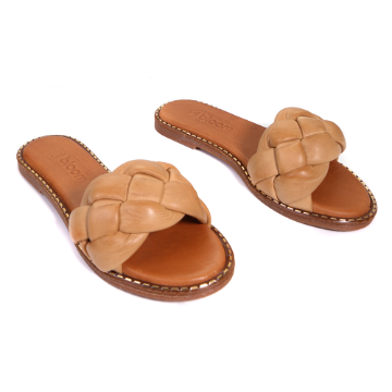 Braided wide fit flat slide sandals