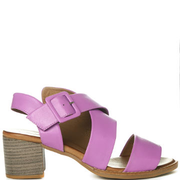 Purple Low Chunky Heel with ankle strap
